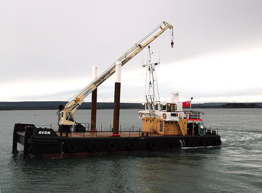 Avon with deck crane extended Jenkins Marine