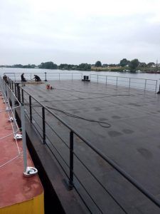 Pontoon barge JML30 30x11x2m undergoing routine maintenance