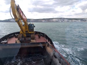 hopper dredger CH Horn at sea near Dover Harbour