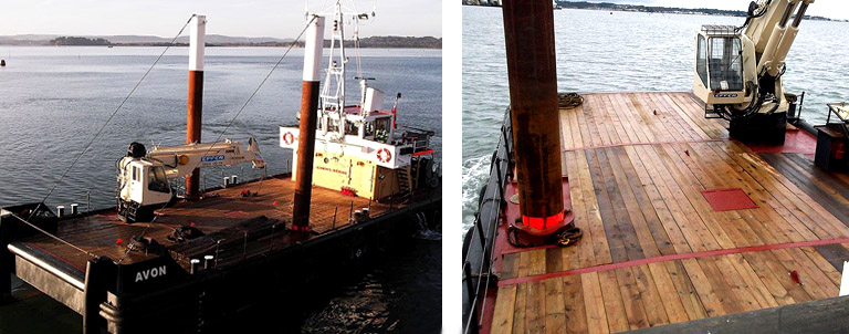 Utility Vessel Avon deck with deck crane