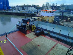 Hopper, dredger and utility vessel together at third Bridge site Great Yarmouth