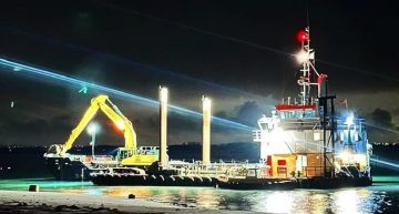 Nighttime dredging in Chichester Harbour