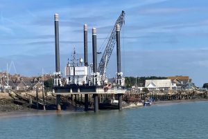 Jack up barge Octopus begins piling at the site