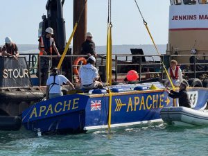 Powerboat Apache Rescue by workboat Stour